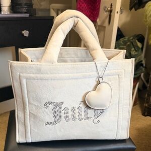 Juicy Couture White Tote with Heart Charm